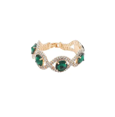 Sohi Women's Green Embellished Twist Bracelet