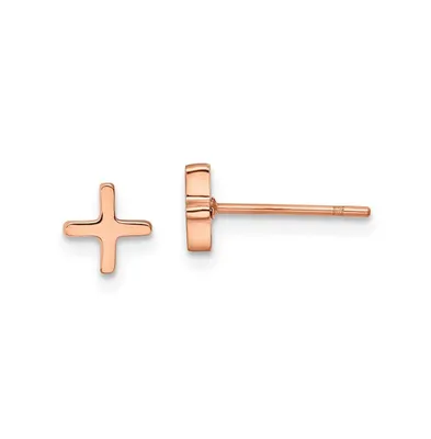 Chisel Stainless Steel Polished Rose Ip-plated X Earrings