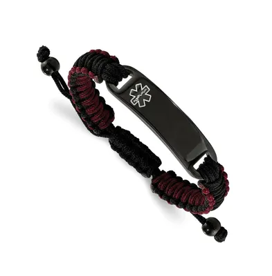 Chisel Stainless Steel Black and Red Nylon Medical Id Bracelet