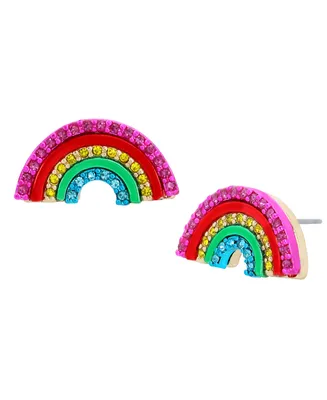Betsey Johnson Faux Stone Rainbow Stud Earrings