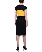 Ny Collection Women's 3/4 Sleeve Colorblocked Dress, 2 Piece Set