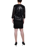 Ny Collection Women's Sequined Bolero Jacket and Dress, 2 Piece Set