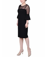 Ny Collection Women's Illusion Neck Scuba Dress