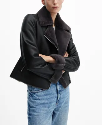 Mango Women's Oversized Leather-Effect Jacket