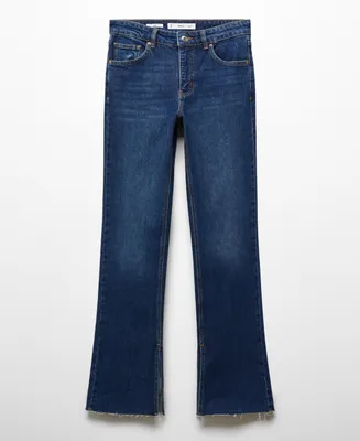Mango Women's Slits Detail Mid-Waist Flared Jeans