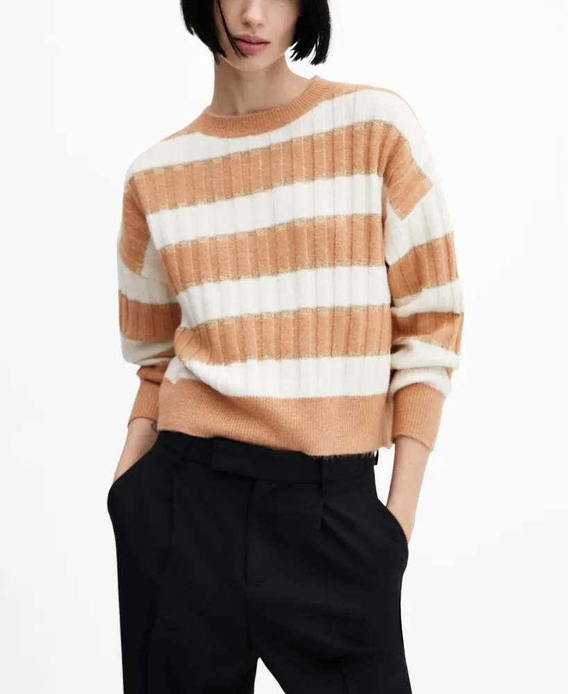 Mango Women's Round-Neck Striped Sweater