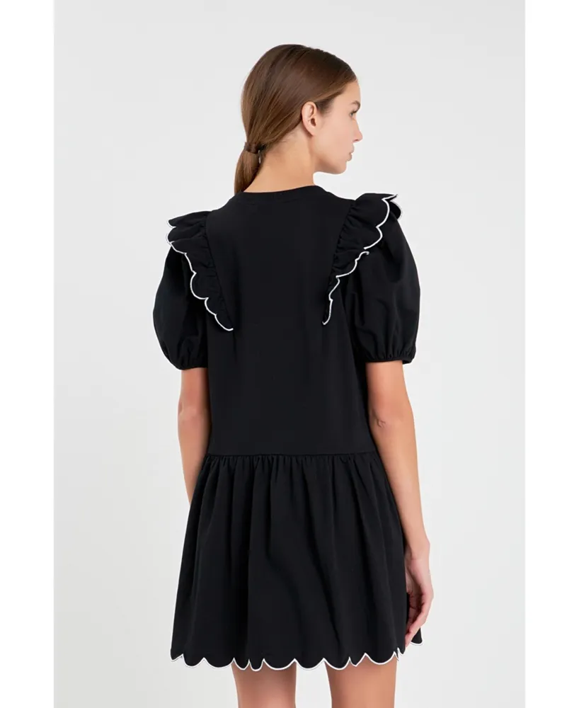 Women's Scallop Edge Knit Mini Dress