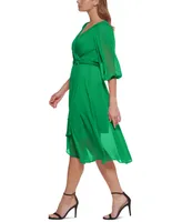 Dkny Women's Chiffon 3/4-Sleeve Midi Dress