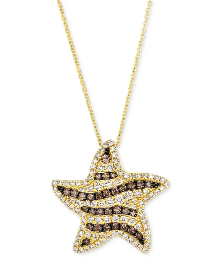 Le Vian Godiva x Le Vian Chocolate Diamond & Nude Diamond Star Adjustable 20" Pendant Necklace (1 ct. t.w.) in 14k Gold