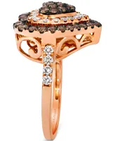 Le Vian Godiva x Le Vian Chocolate Diamond & Nude Diamond Heart Halo Cluster Ring (1-1/4 ct. t.w.) in 14k Rose Gold