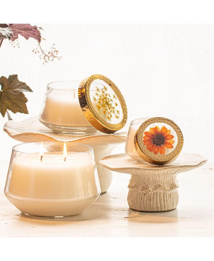 Rosy Rings Harvest Pumpkin Large Pressed Floral Candle