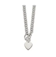 Chisel Polished Heart Toggle on a 18 inch Open Link Chain Necklace