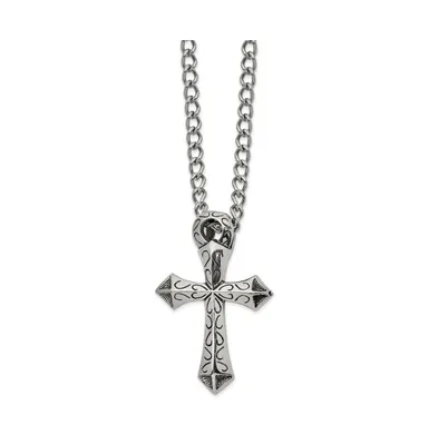 Chisel Antiqued and Polished Cross Slide on a Curb Chain Necklace
