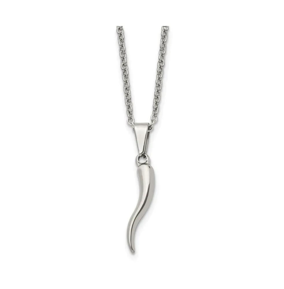 Chisel Polished Italian Horn Pendant on a Cable Chain Necklace