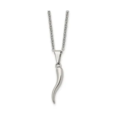 Chisel Polished Italian Horn Pendant on a Cable Chain Necklace
