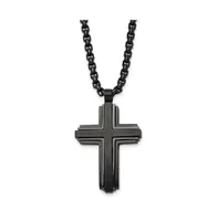 Chisel Brushed Ip-plated Cross Pendant Box Chain Necklace