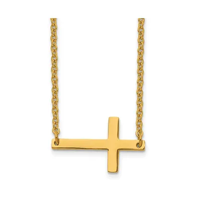 Chisel Yellow Ip-plated Sideways Cross Cable Chain Necklace