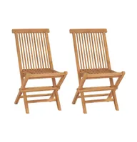 Folding Patio Chairs 2 pcs Solid Teak Wood