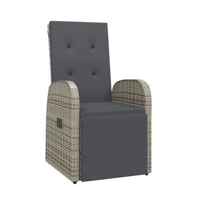 Reclining Patio Chair with Cushion Poly Rattan Gray