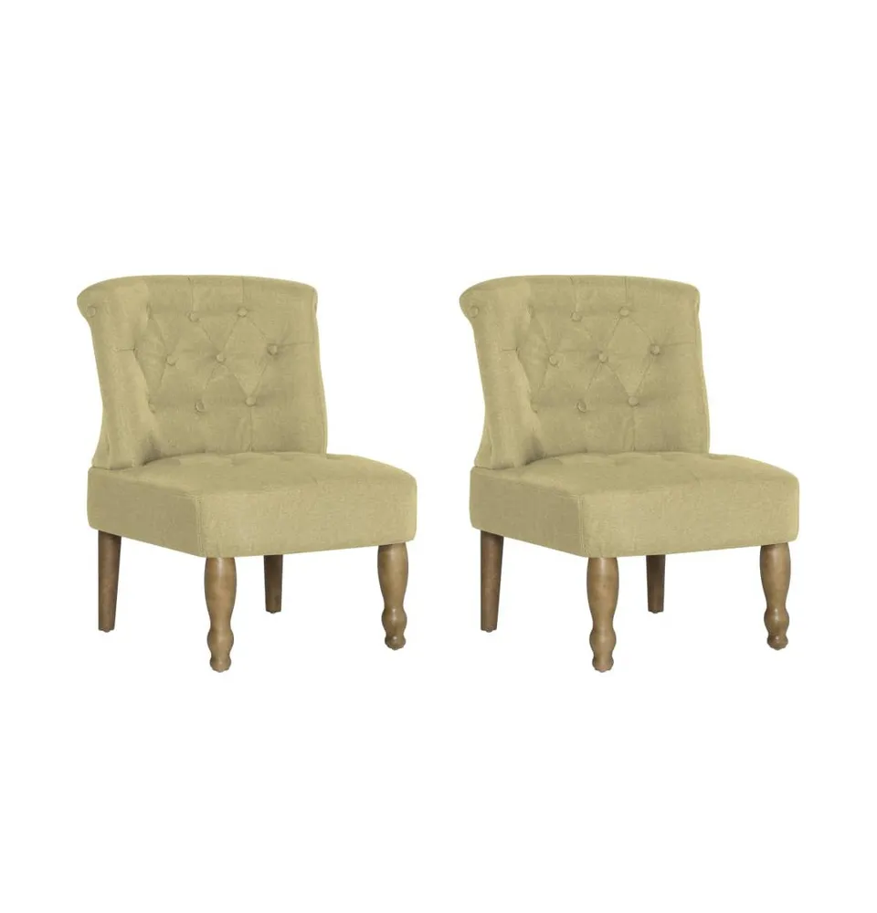 French Chairs 2 pcs Green Fabric