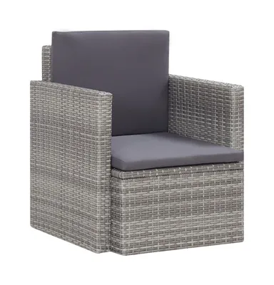 Patio Chair with Cushions Poly Rattan Gray