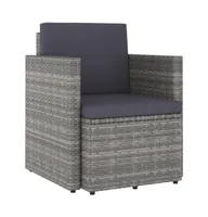 Patio Chair with Cushions Poly Rattan Gray