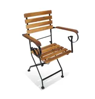 Folding Patio Chairs 2 pcs Steel and Solid Wood Acacia