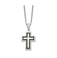 Chisel Antiqued Polished Cross Pendant on a Curb Chain Necklace