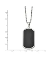Chisel Black-plated Laser Cut Edge Dog Tag Rope Chain Necklace