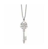 Chisel Polished Heart Key Pendant on a Cable Chain Necklace