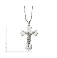 Chisel Polished Crucifix Pendant on a Ball Chain Necklace