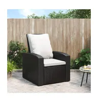 Patio Reclining Chair with Cushions Black Poly Rattan