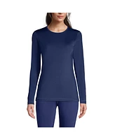 Lands' End Women's Thermaskin Heat Long Sleeve Crewneck Long Underwear Top