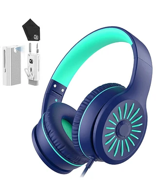 i45 On-Ear Headphones with Microphone - Foldable Stereo Bass Headphones Portable Wired Headphones - Blue