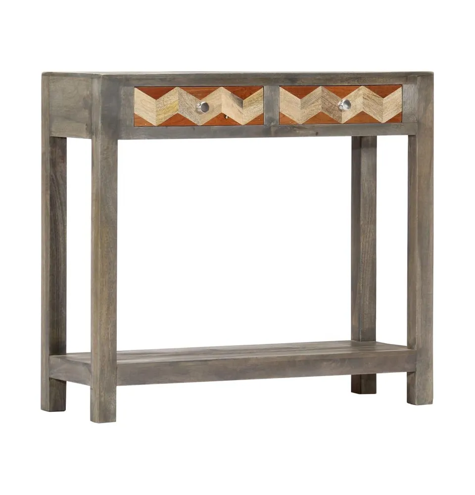 Console Table Gray 33.9"x11.8"x29.9" Solid Mango Wood