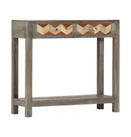 Console Table Gray 33.9"x11.8"x29.9" Solid Mango Wood