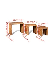 Nesting Table Set 3 Pieces Solid Mango Wood