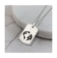 Chisel Brushed Black Enamel Earth Dog Tag Box Chain Necklace