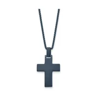 Chisel Brushed Dark Grey Ip-plated Cross 22in Box Chain Necklace