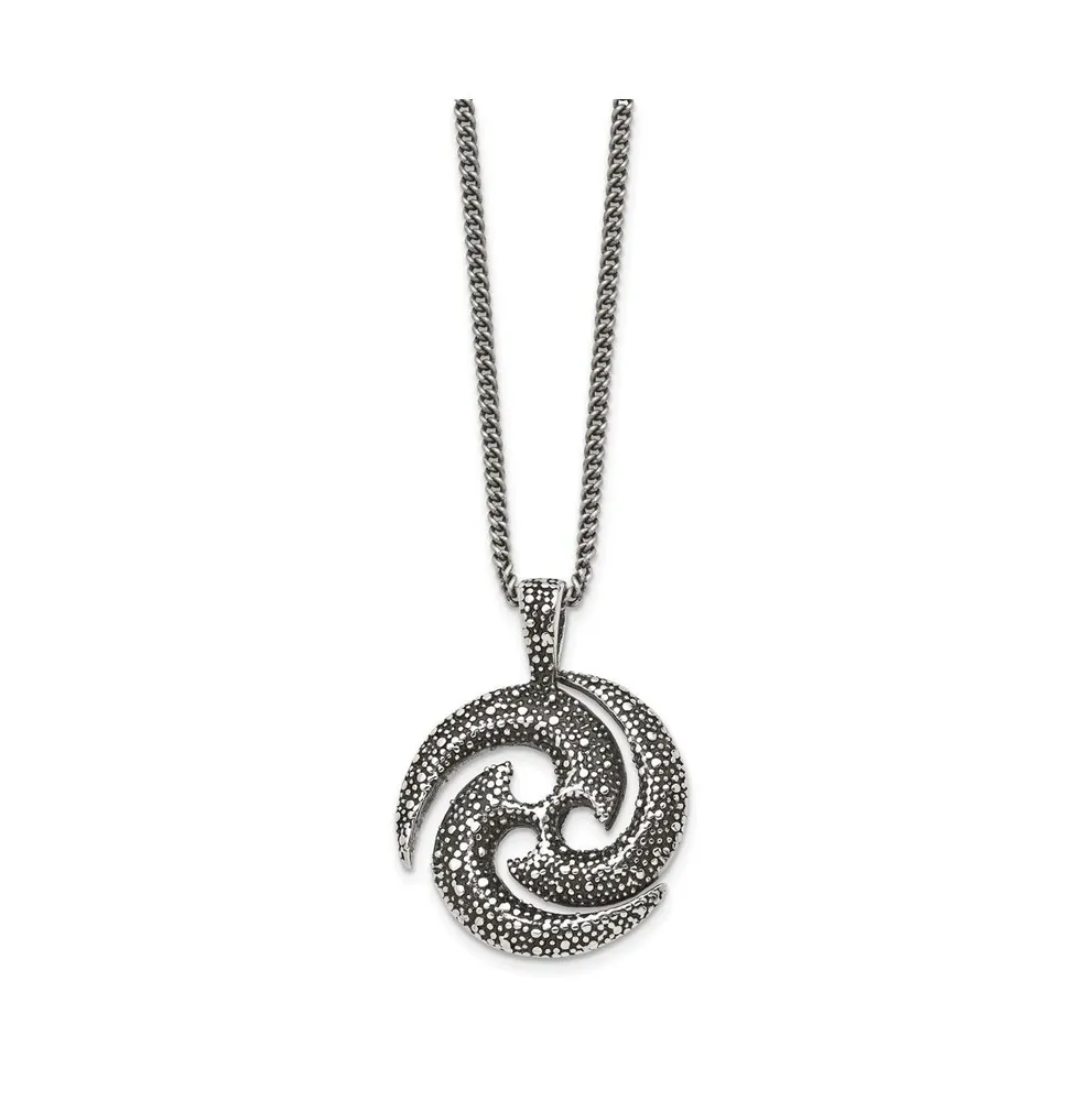 Chisel Antiqued Spiral Pendant on a Curb Chain Necklace