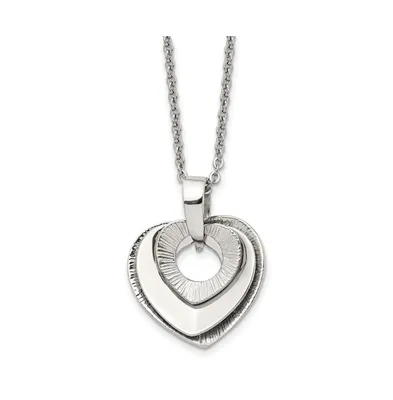 Chisel Three Piece Moveable Heart Pendant Cable Chain Necklace
