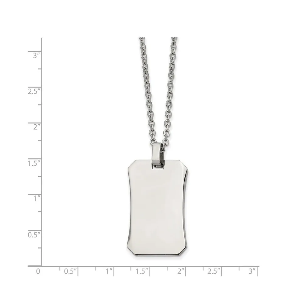 Chisel Stainless Steel Polished Dog Tag on a Cable Chain Necklace