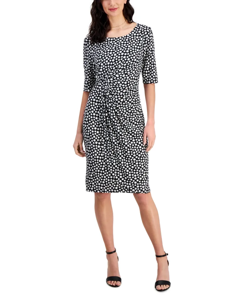 Connected Women's Round-Neck Gathered-Detail Sheath Dress