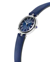 Frederique Constant Women's Swiss Art Deco Diamond (1/10 ct. t.w.) Blue Satin Strap Watch 30mm