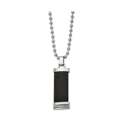 Chisel Black Ip-plated Preciosa Crystal Pendant Ball Chain Necklace