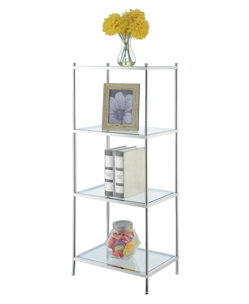 Convenience Concepts 17.75" Chrome Royal Crest 4 Tier Glass Tower