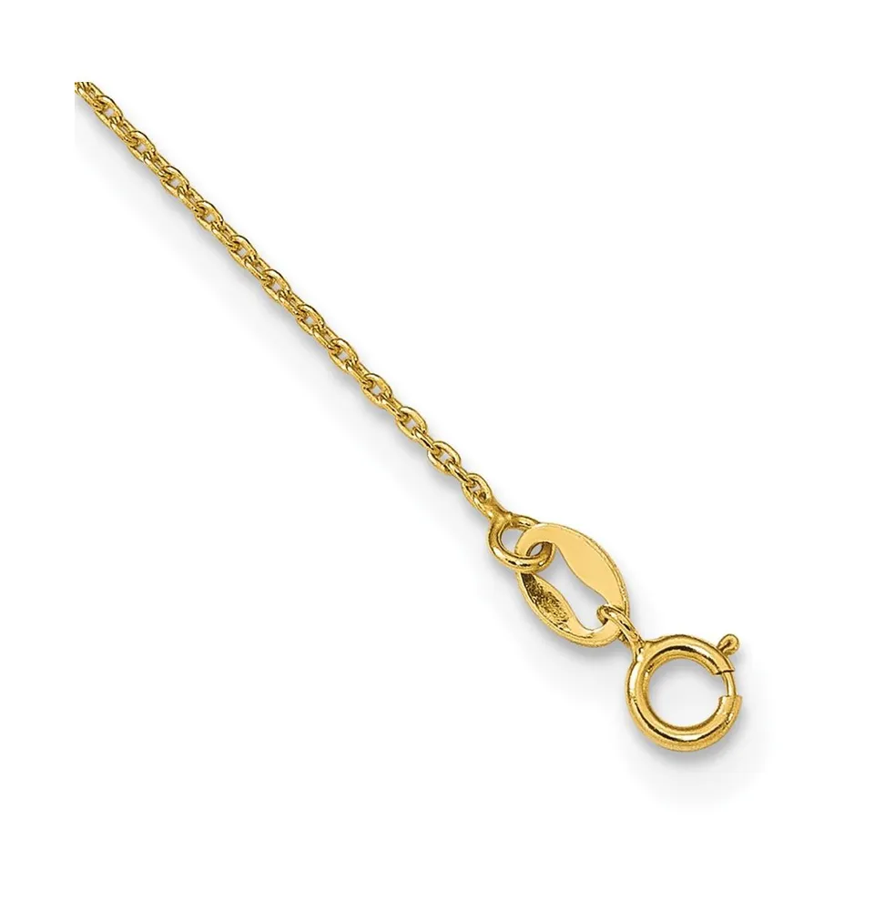 14K Yellow Gold Sideways Cross Beaded Rosary Pendant Necklace 16"
