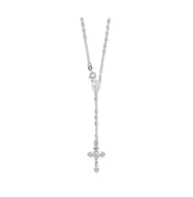 Sterling Silver Rhodium-plated Polished Rosary Pendant Necklace 21"