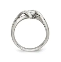 Chisel Stainless Steel Polished Twist with Round Cz Ring