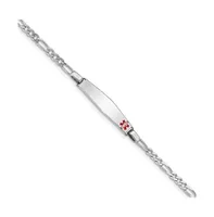 Sterling Silver Rhodium-plated Medical Id Figaro Link Bracelet